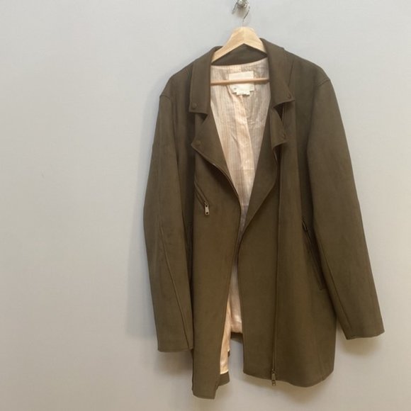 ❗️SOLD❗️By Anthropologie Ripley Sueded Longline Moto Faux Suede Jacket Size XL - Picture 7 of 10